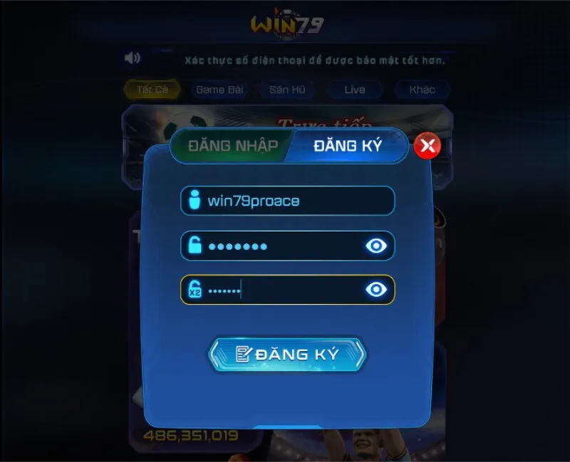 Tạo tài khoản Win79